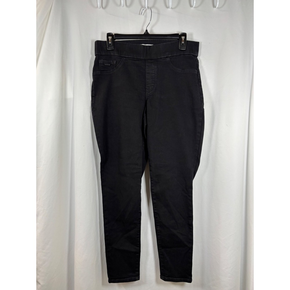 Nine West Heidi Pull On Skinny Jeans Black Stretch Denim Pants Womens Size 10